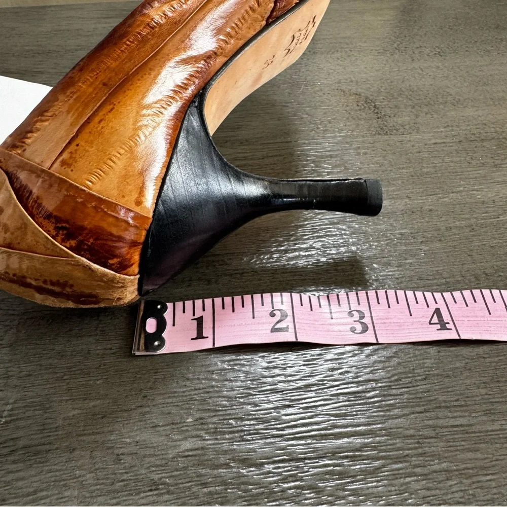 Paolo Iantorno Eel Skin Leather Heels Pointed Toe Brown 36